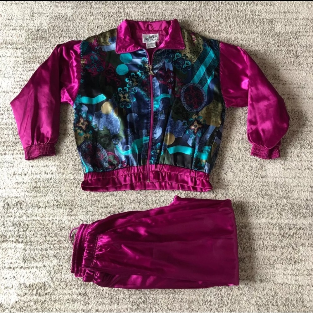 Vintage Casual Isle Track Warm Up Suit Women's M Purple Full Zip